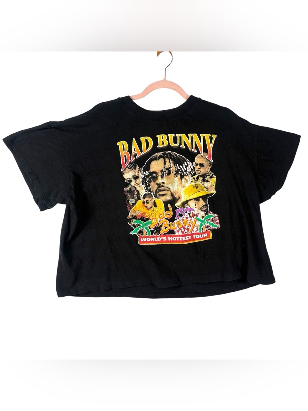 Bad Bunny "World's Hottest Tour" 2022 Merch Black Graphic Tee XL